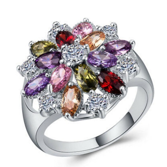 NEW 925 Sterling Silver Multicolor 🌸 Ring - Picture 4 of 6
